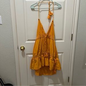 Free people yellow orange mini dress